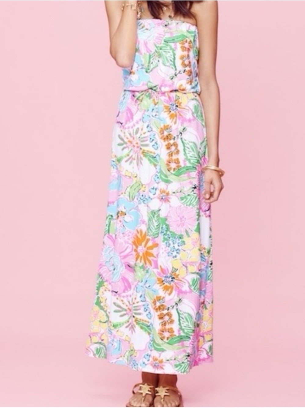 Lilly Pulitzer for Target Nosey Posey Floral Strapless Maxi Dress Size Large